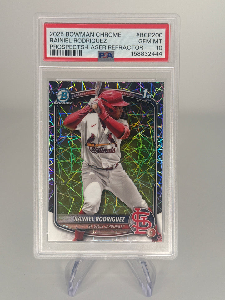 Rainiel Rodriguez 2025 Bowman Chrome Laser Refractor 1st, PSA 10 Gem Mint