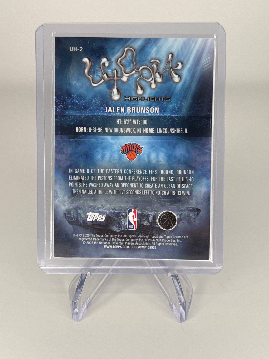 Jalen Brunson 2026 Topps Chrome Cactus Jack Utopia Blue Refractor, 002/150