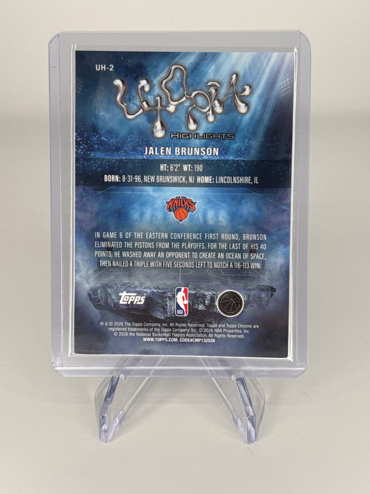 Jalen Brunson 2026 Topps Chrome Cactus Jack Utopia Blue Refractor, 002/150