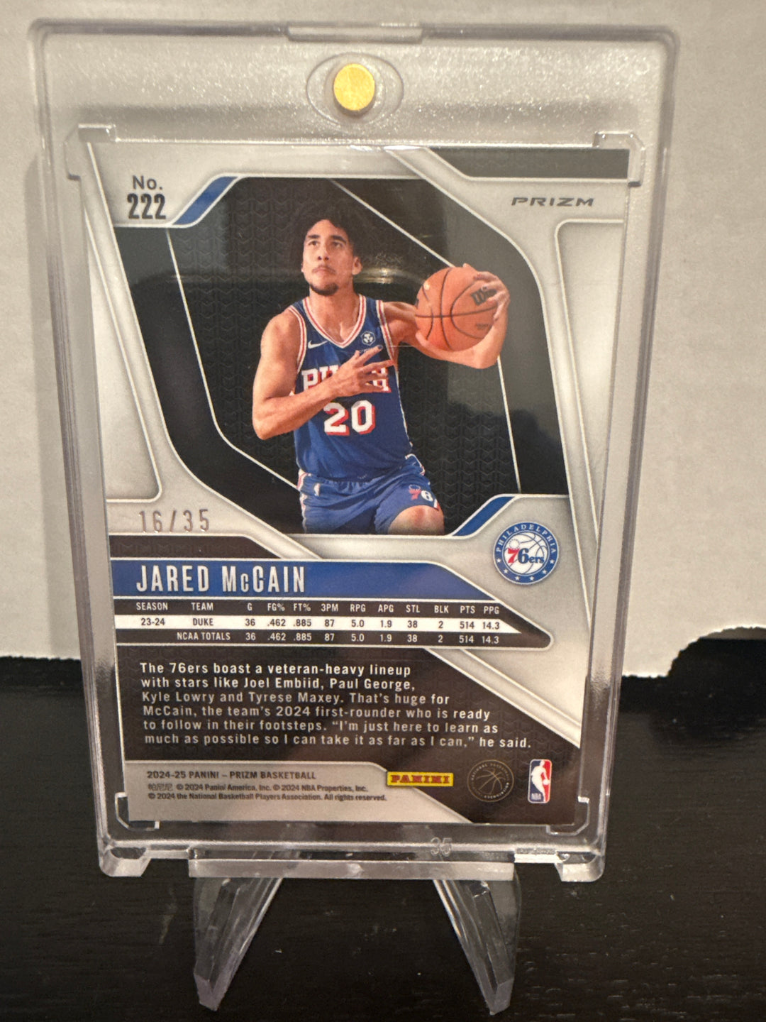 Jared McCain 2024 Panini Prizm Red Laser Rookie, 16/35