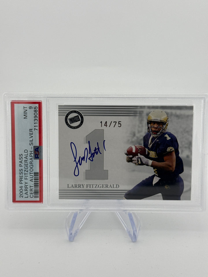 Larry Fitzgerald 2004 Press Pass Silver Rookie Auto, 14/75, PSA 9 Mint