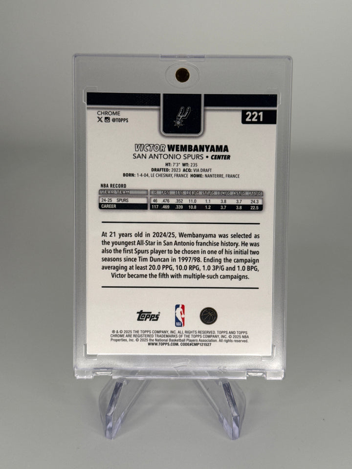 Victor Wembanyama 2025 Topps Chrome Green Basketball Refractor, 34/99