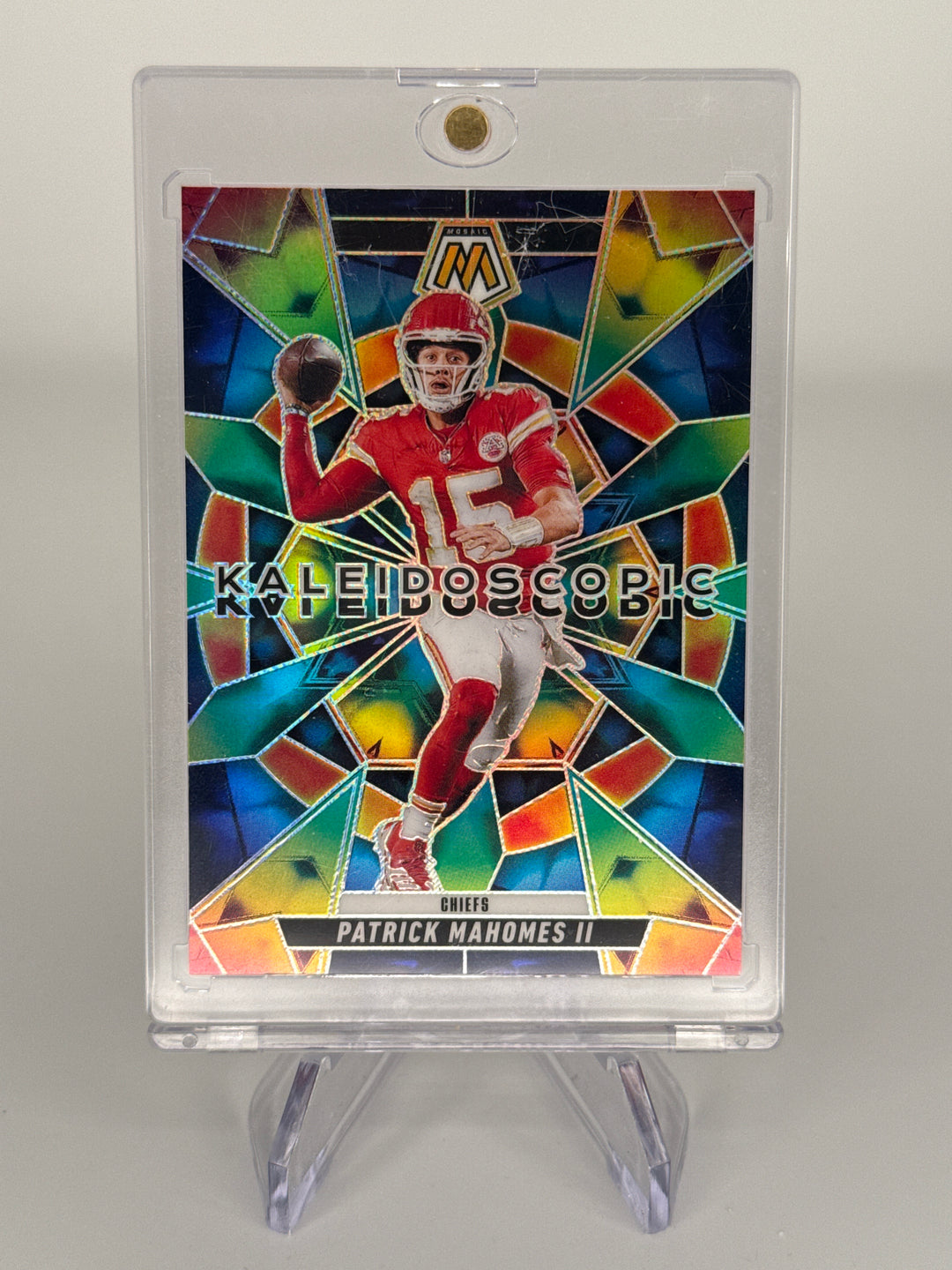 Patrick Mahomes 2025 Panini Mosaic Kaleidoscopic SSP Case Hit