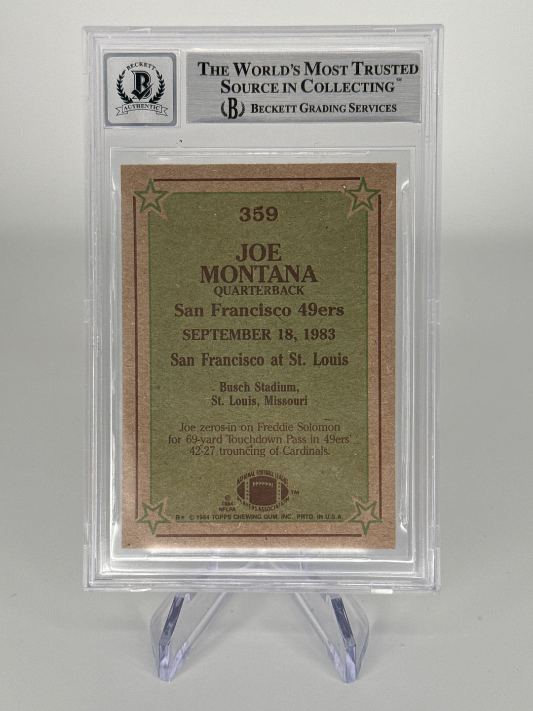 Joe Montana 1984 Topps BGS Authentic Auto