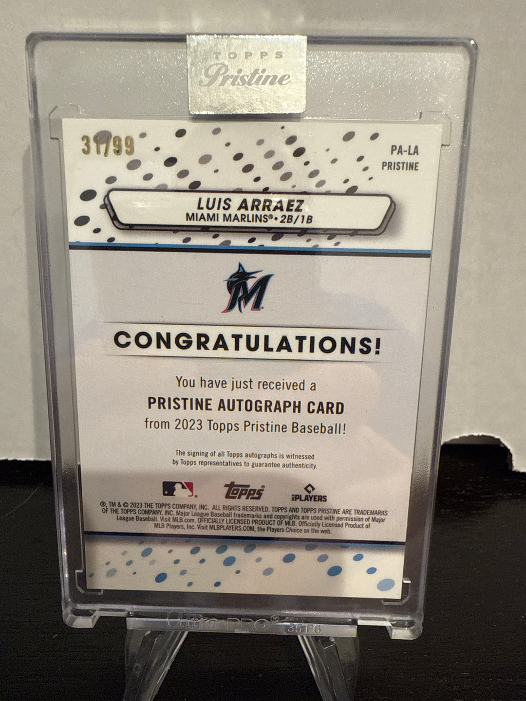 Luis Arraez 2023 Topps Pristine Auto, 31/99