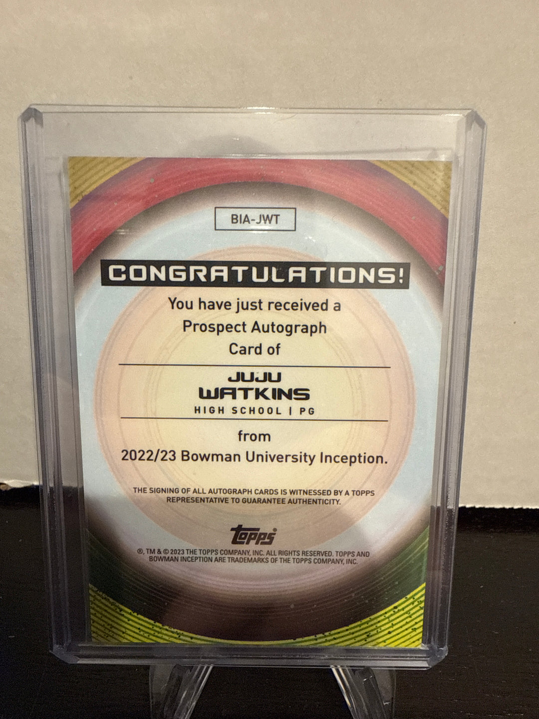 Juju Watkins 2023 Topps Inception 1st Initiation Auto