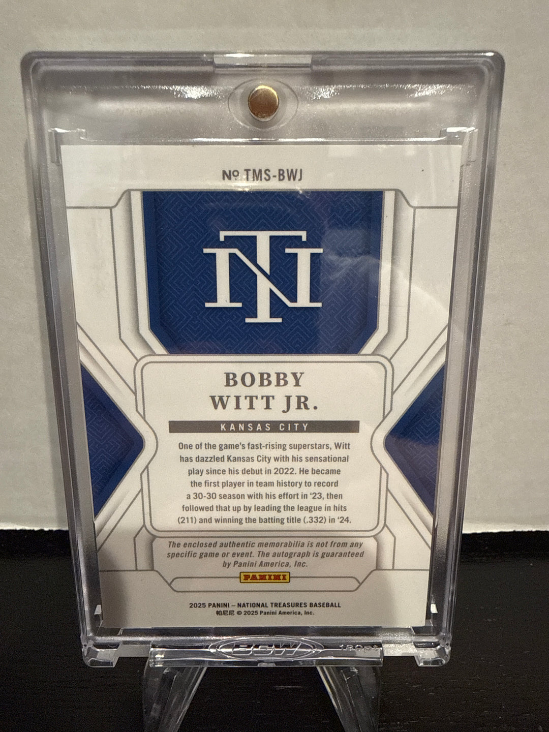 Bobby Witt Jr 2025 Panini National Treasures Patch Auto Silver, 10/49