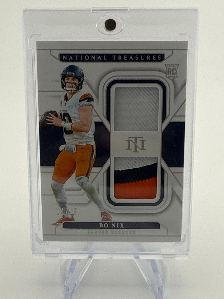 Bo Nix 2024 Panini National Treasures Silver Dual Rookie Relic, 24/25