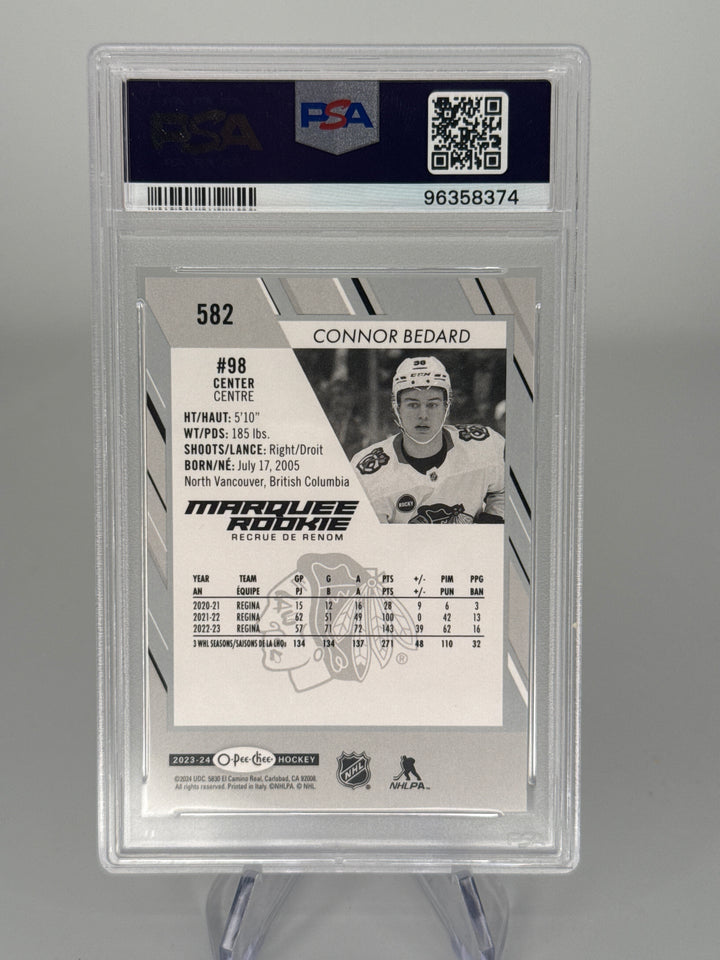 Connor Bedard 2023 Upper Deck O-Pee-Chee Marquee Rookie, PSA 10 Gem Mint