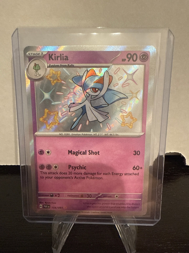 Pokemon TCG 2024 Kirlia Shining Holo Paldean Fates Rare, 154/091