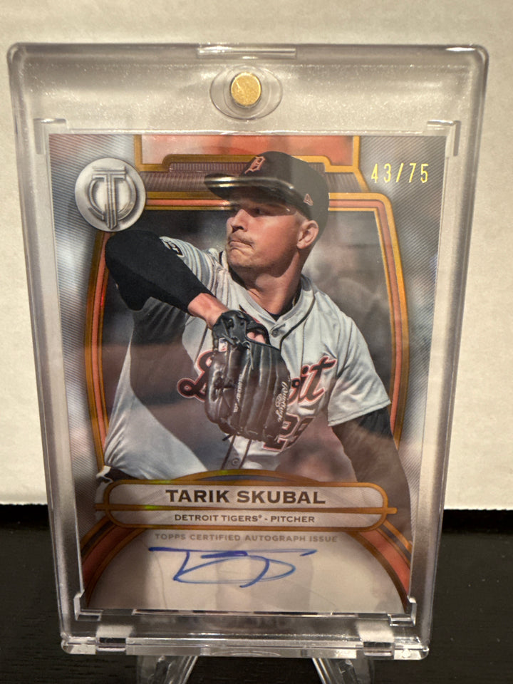 Tarik Skubal 2025 Topps Tribute Gold Auto, 43/75