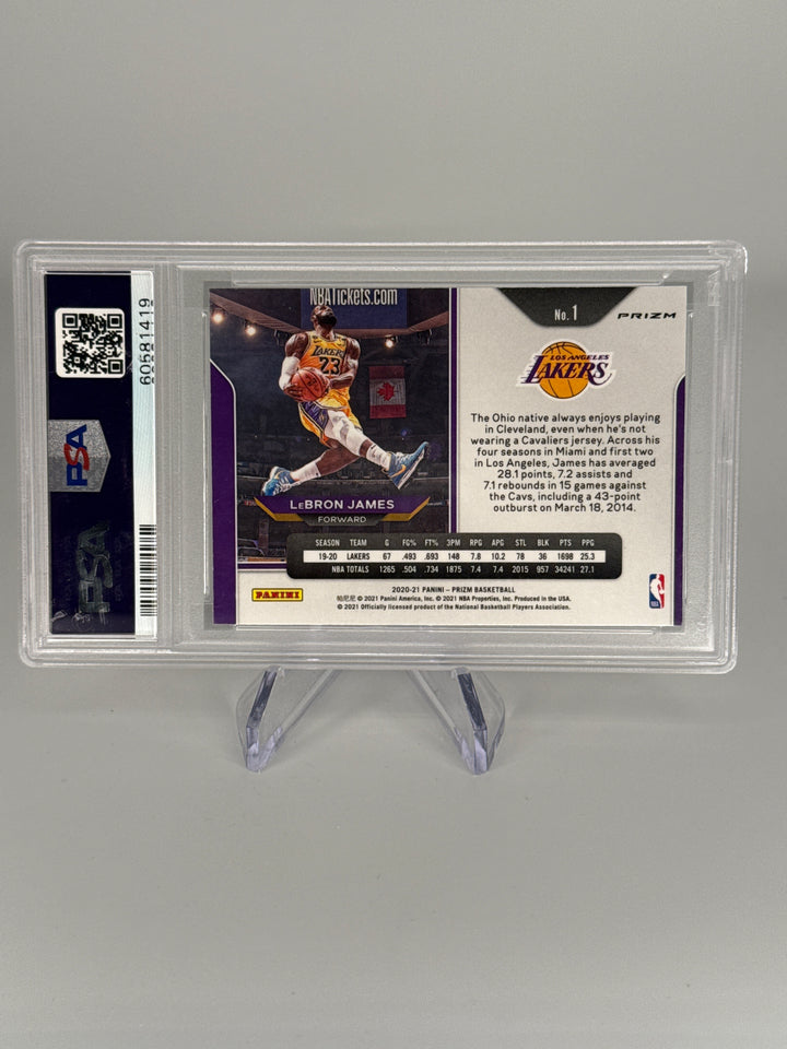 Lebron James 2020 Panini Prizm Silver Prizm, PSA 9 Mint
