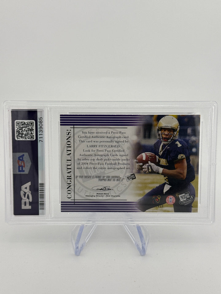 Larry Fitzgerald 2004 Press Pass Silver Rookie Auto, 14/75, PSA 9 Mint