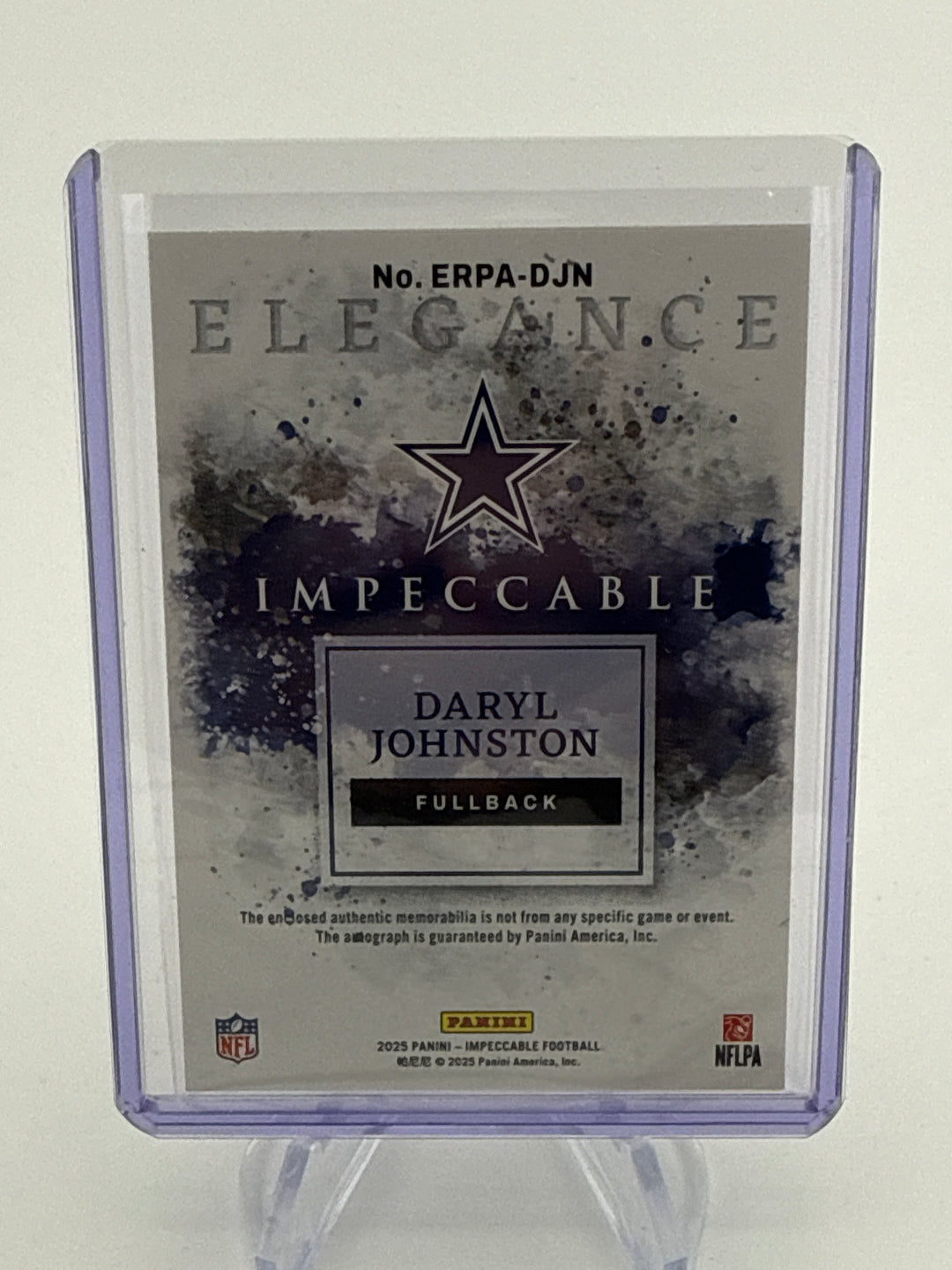 Daryl Johnston 2025 Panini Impeccable Elegance Patch Auto, 09/15