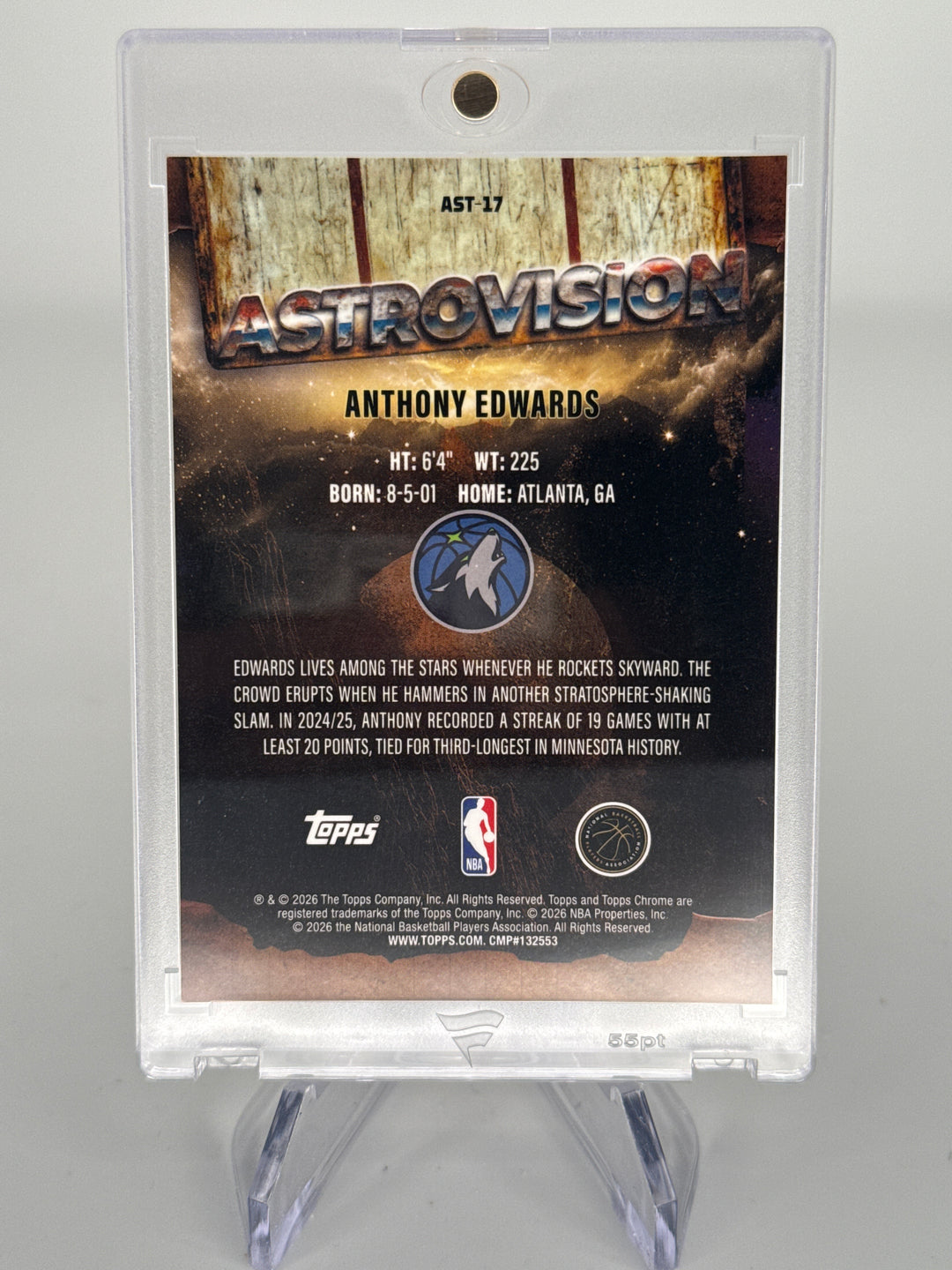 Anthony Edwards 2026 Topps Chrome Cactus Jack Astrovision SSP Case Hit