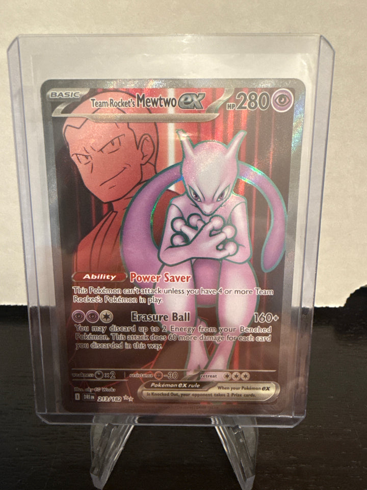 Pokemon TCG 2023 Team Rocket's Mewtwo EX Destined Rivals Full Art Illustration Rare, 213/182