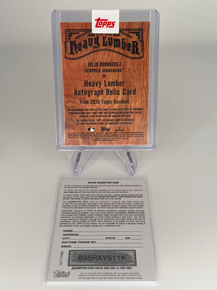 Julio Rodriguez 2026 Topps Series One Heavy Lumber SSP Case Hit Auto