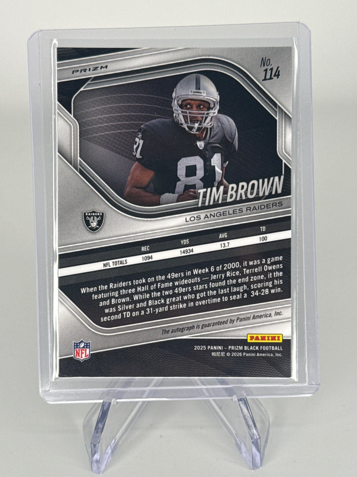 Tim Brown 2025 Panini Prizm Black Silver Auto