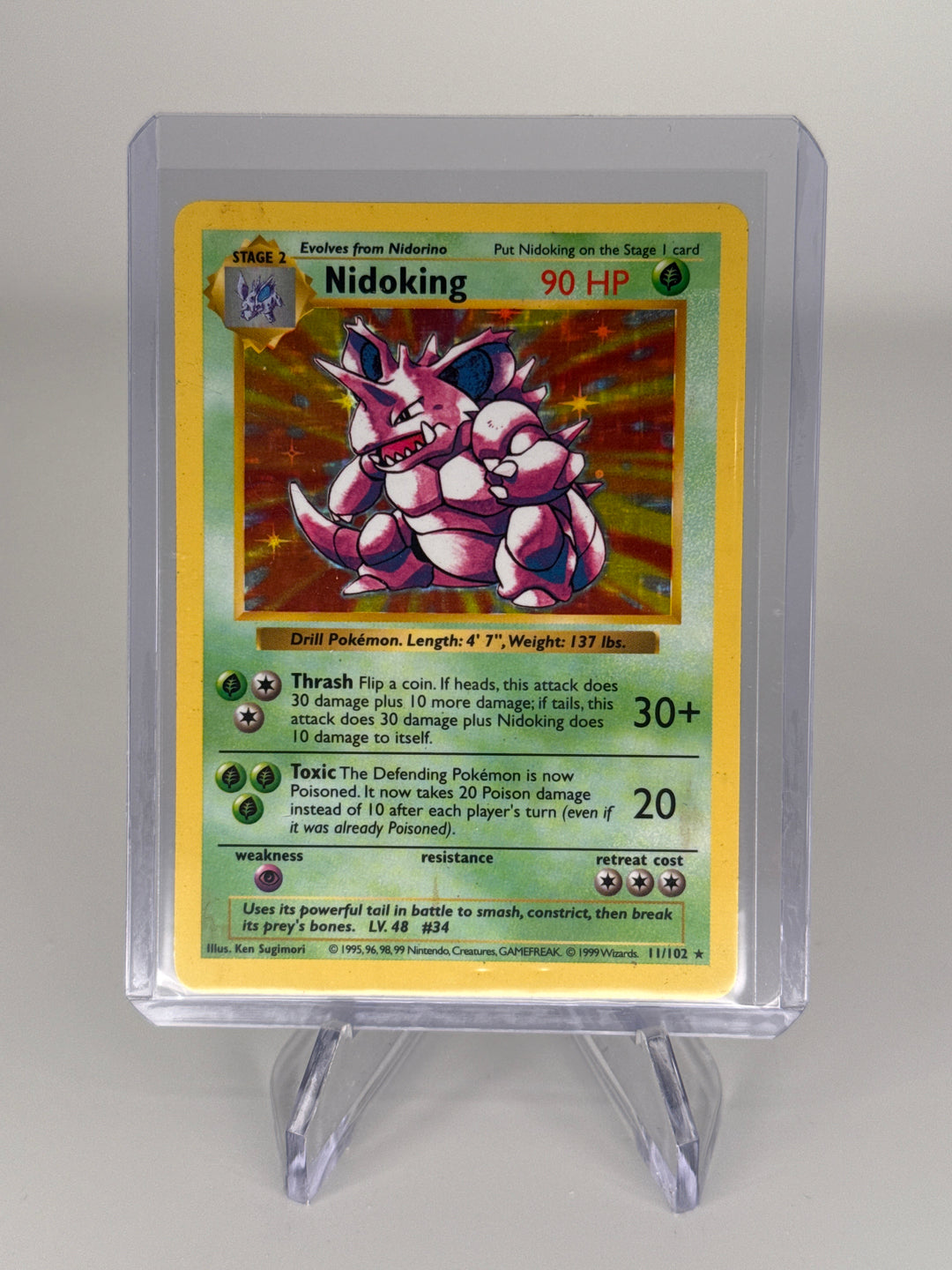 Pokemon TCG 1999 Nidoking Base Set Shadowless Holo, 11/102