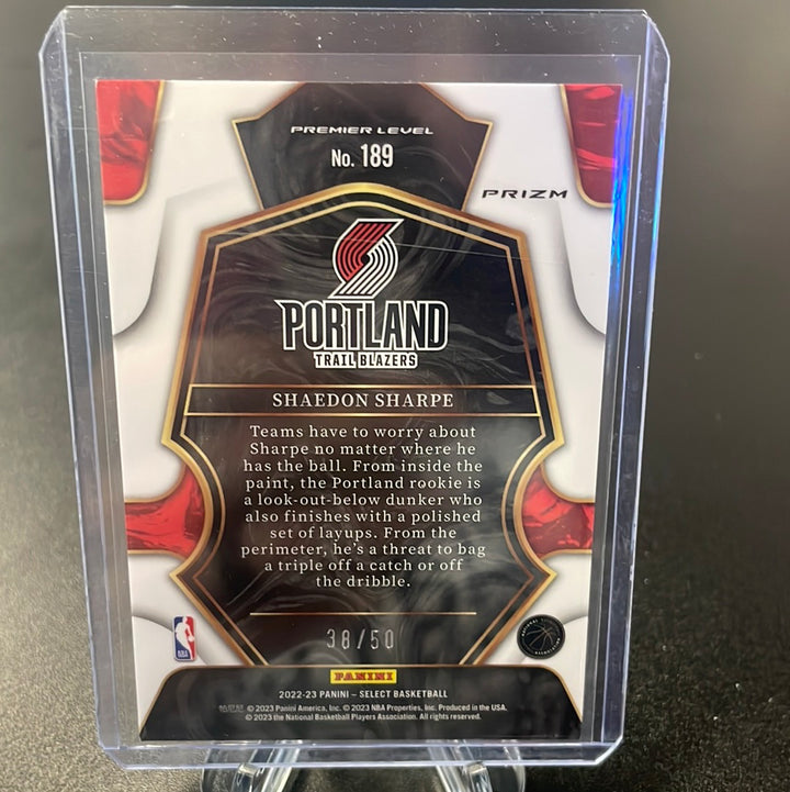 Shaedon Sharpe 2022-2023 Panini Select Premier Level Green Shimmer, 38/50