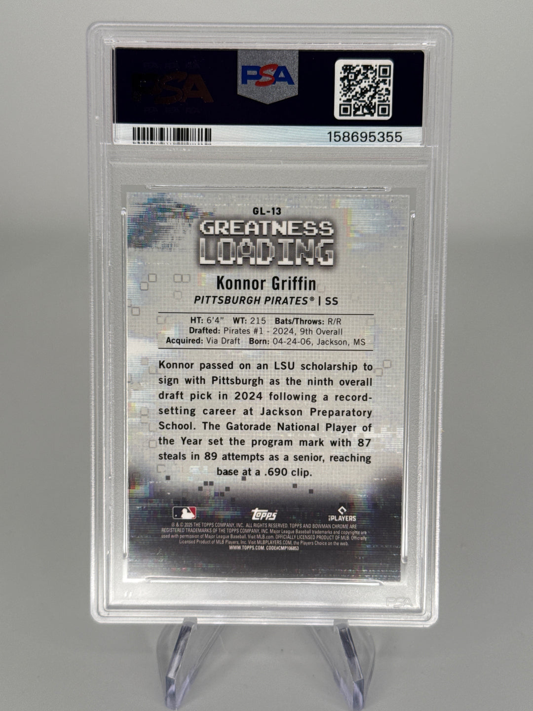 Konnor Griffin 2025 Bowman Chrome Greatness Loading, PSA 10 Gem Mint