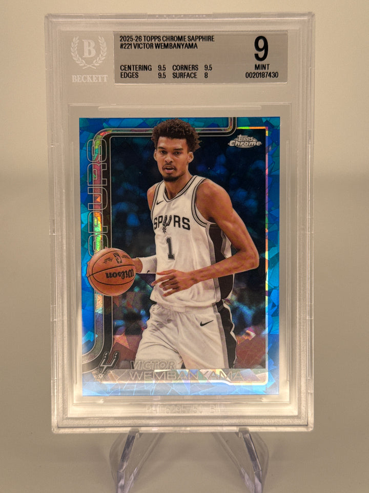 Victor Wembanyama 2025 Topps Chrome Sapphire, BGS 9 Mint