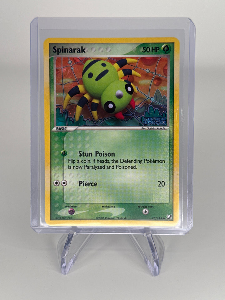 Pokemon TCG 2005 Spinarak Unseen Forces Stamped Holo, 75/115