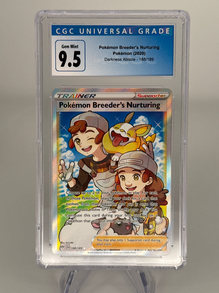Pokemon TCG 2020 Pokemon Breeder's Nurturing Darkness Ablaze Trainer, 188/189, CGC 9.5 Gem Mint
