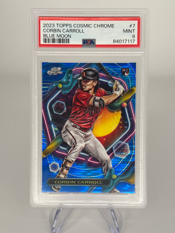 Corbin Carroll 2023 Topps Cosmic Chrome Blue Moon Rookie, 95/99, PSA 9 Mint