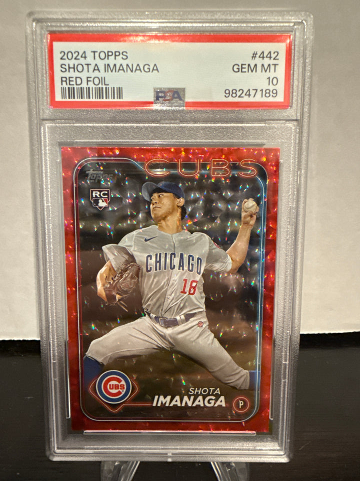 Shota Imanaga 2024 Topps Series Two Red Foil Rookie, 102/199, PSA 10 Gem Mint
