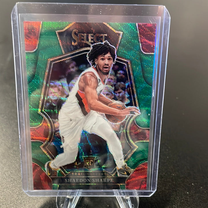 Shaedon Sharpe 2022-2023 Panini Select Premier Level Green Shimmer, 38/50