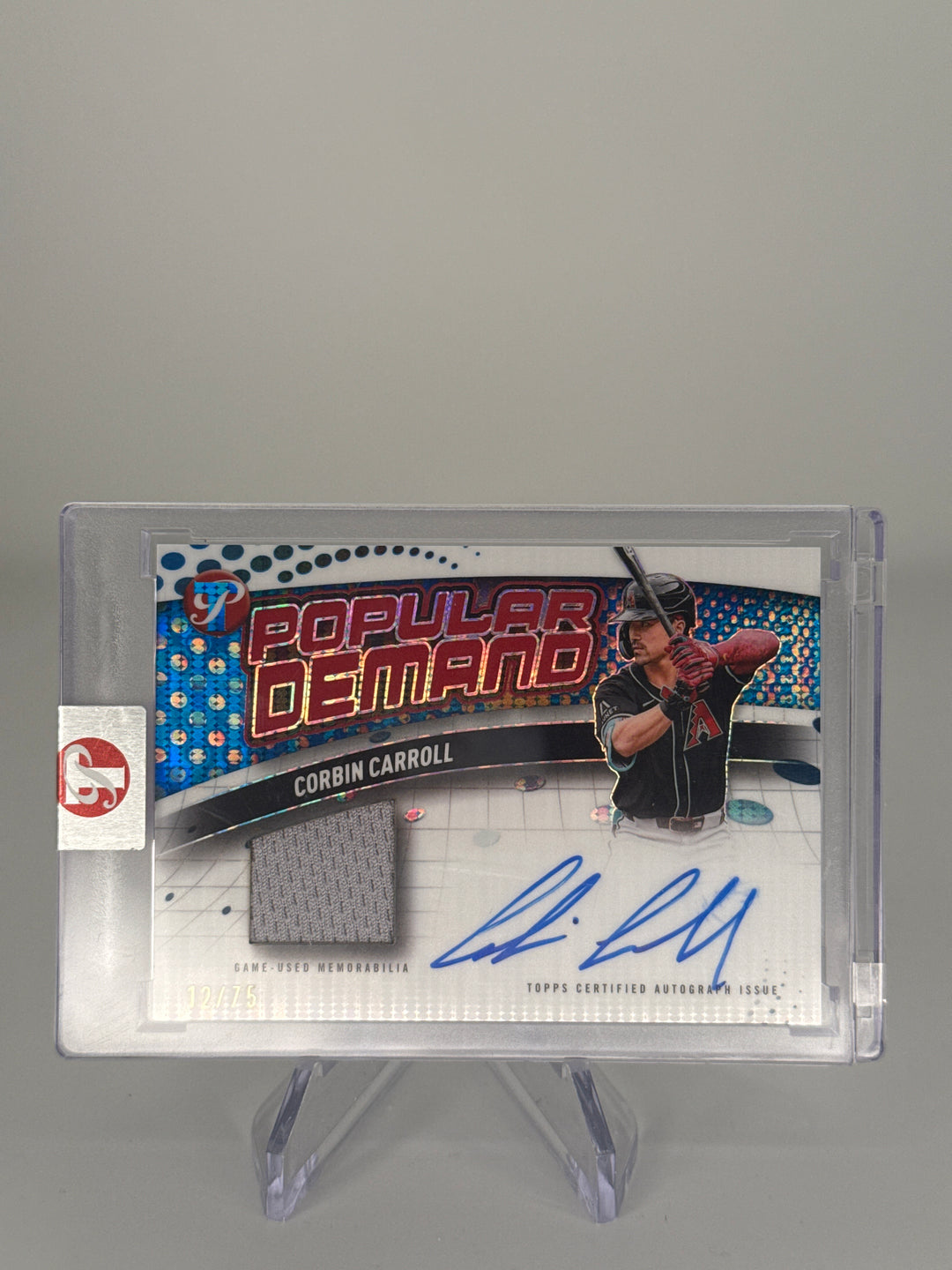 Corbin Carroll 2026 Topps Pristine Popular Demand Patch Auto Blue, 12/75