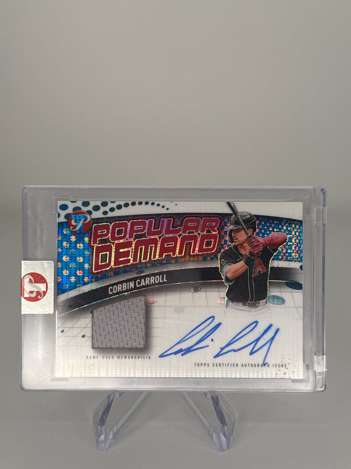 Corbin Carroll 2026 Topps Pristine Popular Demand Patch Auto Blue, 12/75