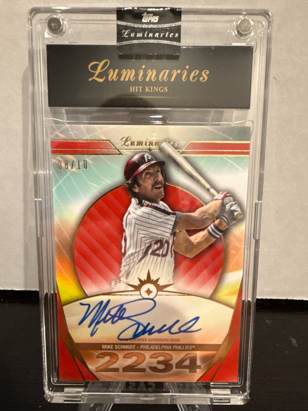 Mike Schmidt 2024 Topps Luminaries Hit Kings Red Auto, 08/10