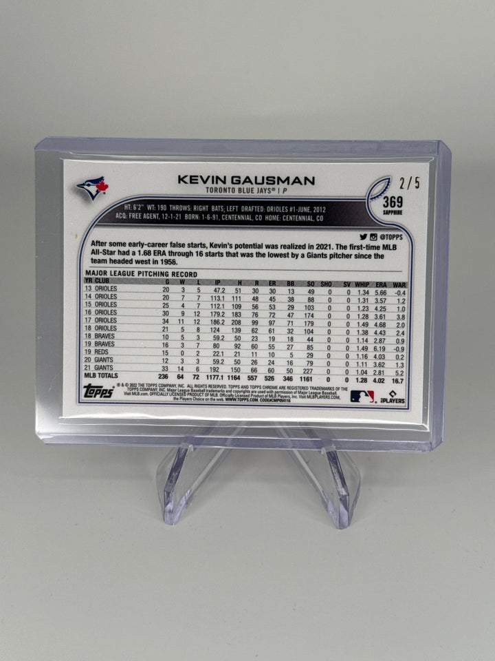 Kevin Gausman 2022 Topps Chrome Sapphire Red Refractor, 2/5