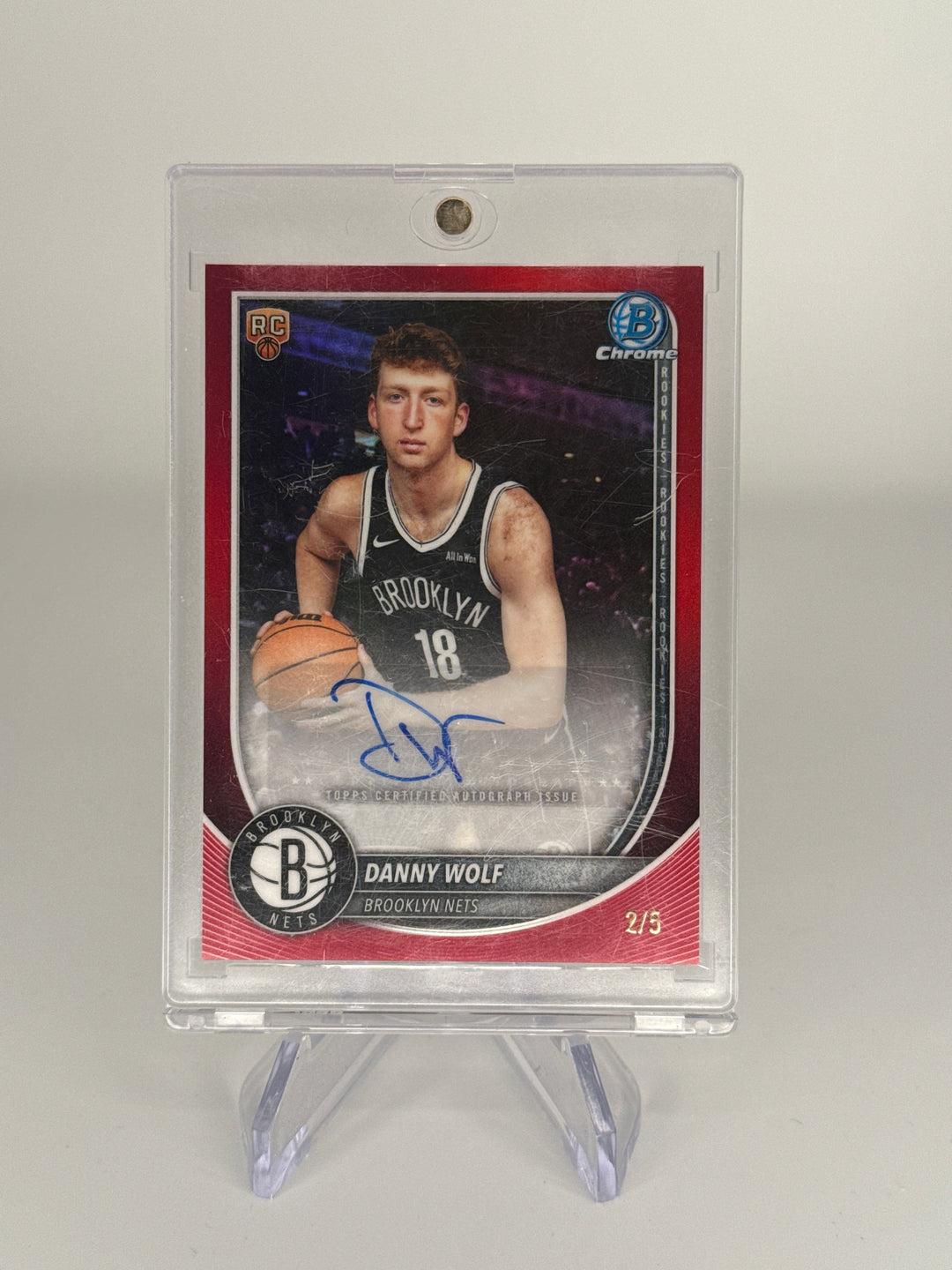 Danny Wolf 2025 Bowman Chrome Red Refractor Rookie Auto, 2/5