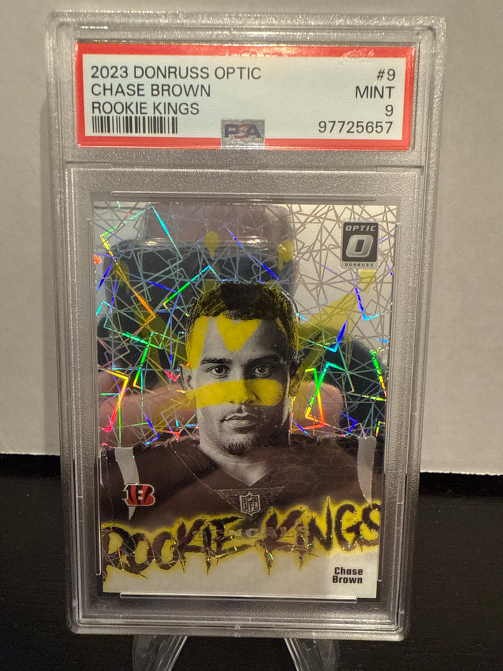 Chase Brown 2023 Panini Donruss Optic Rookie Kings SSP, PSA 9 Mint