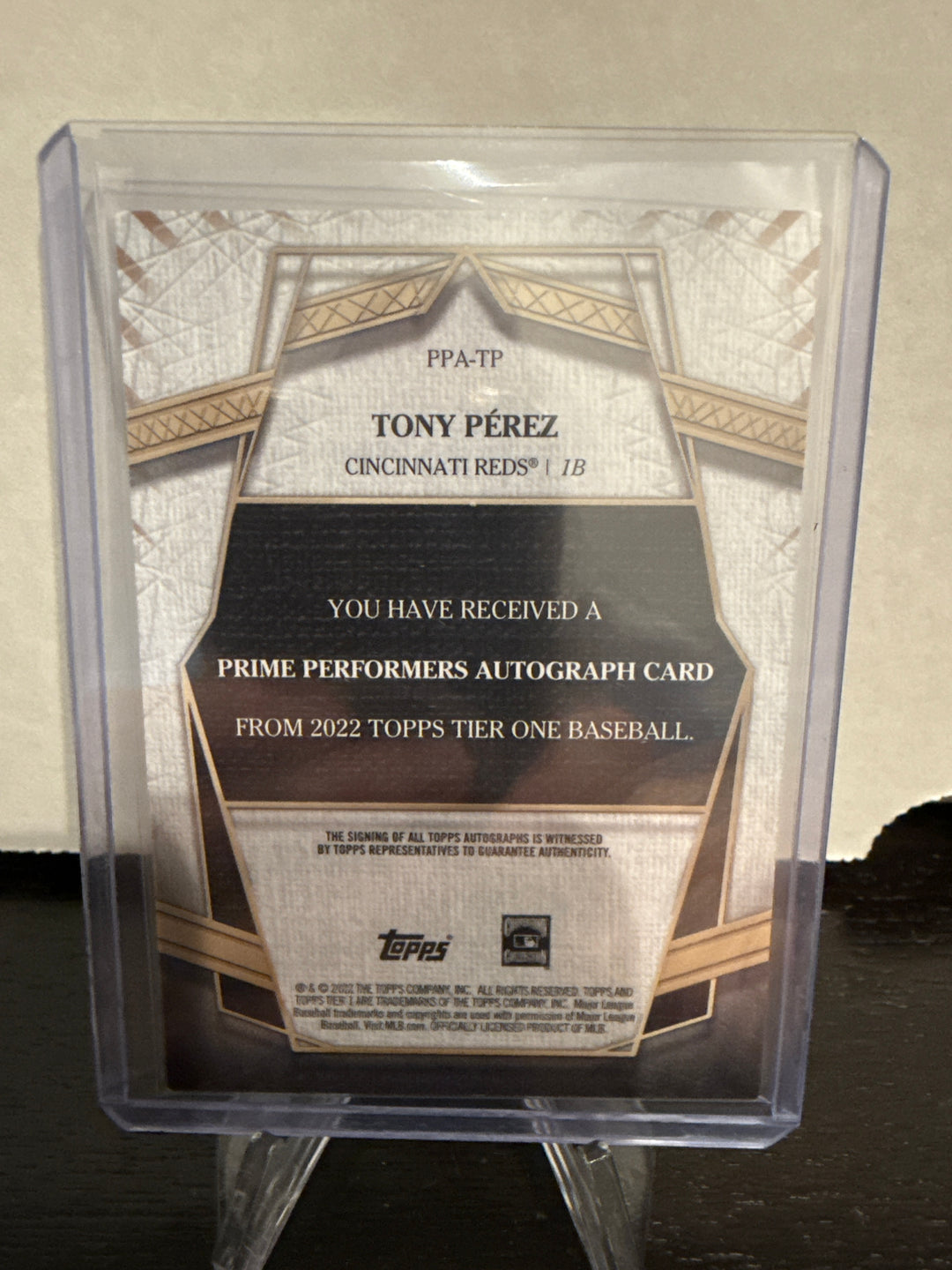 Tony Perez 2022 Topps Tier One Prime Performers Auto, 028/299