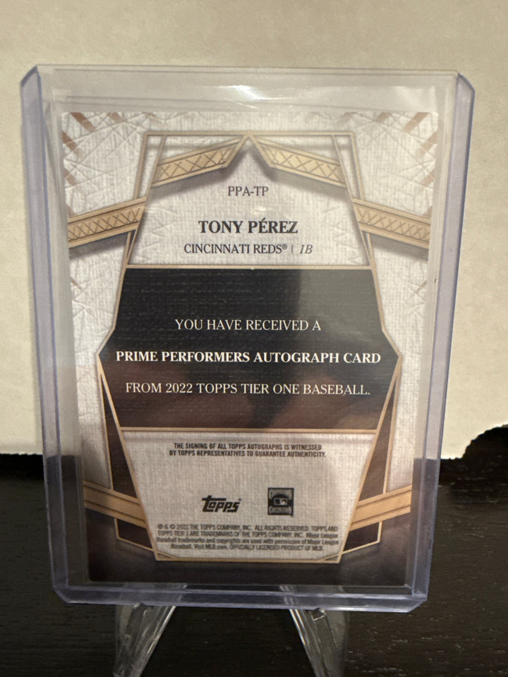 Tony Perez 2022 Topps Tier One Prime Performers Auto, 028/299
