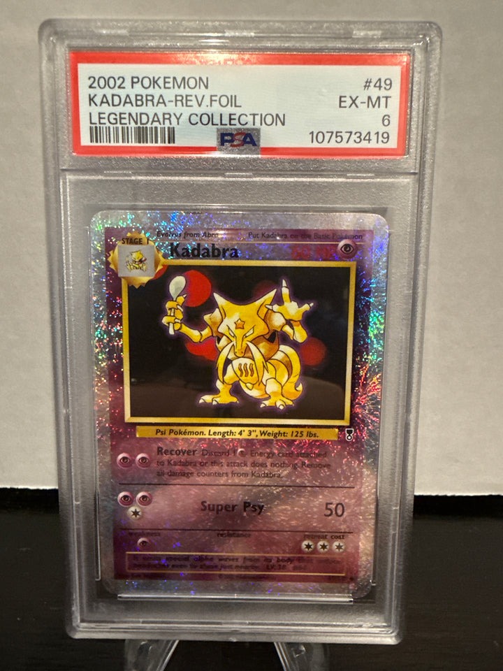 Pokemon TCG 2002 Kadabra Reverse Foil Legendary Collection, 49/110, PSA 6