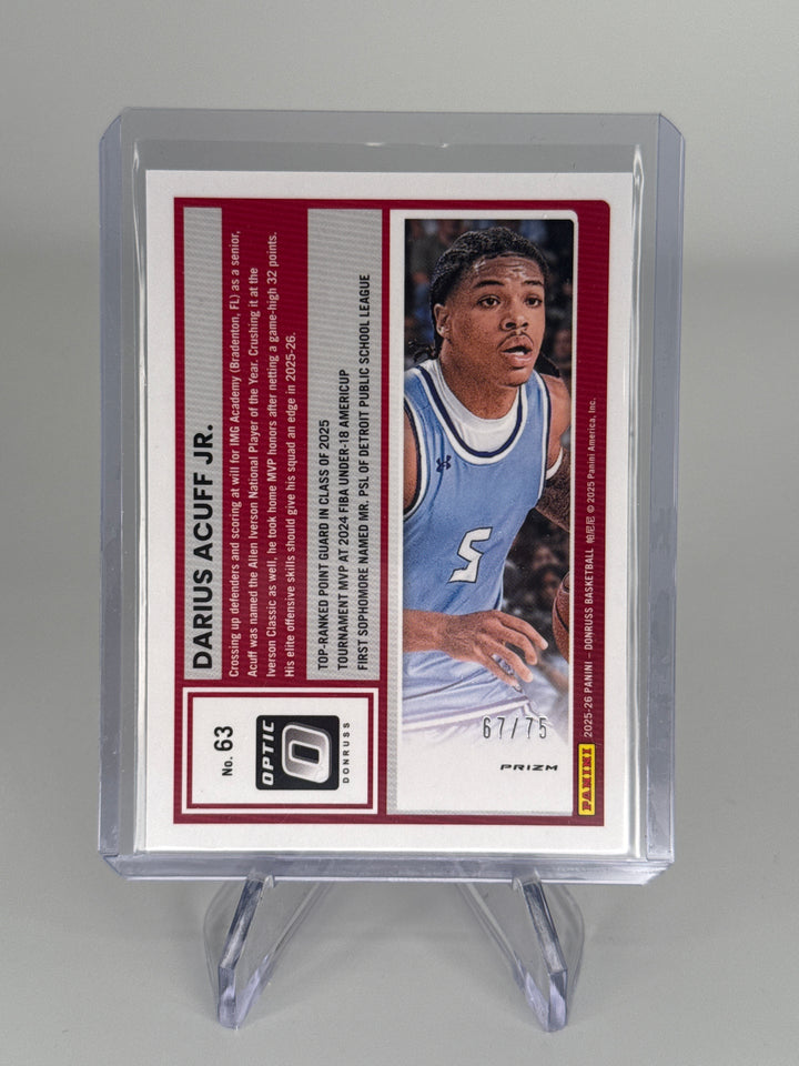 Darius Acuff Jr. 2026 Panini Donruss Optic Pink Velocity Rated Prospect, 67/75