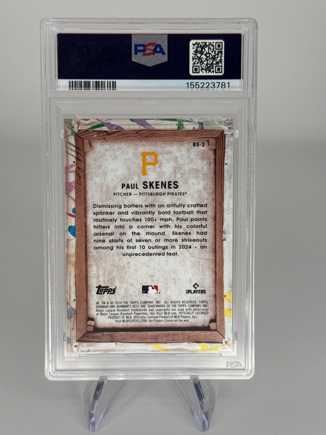 Paul Skenes 2024 Bowman's Best Showpieces Rookie, PSA 10 Gem Mint