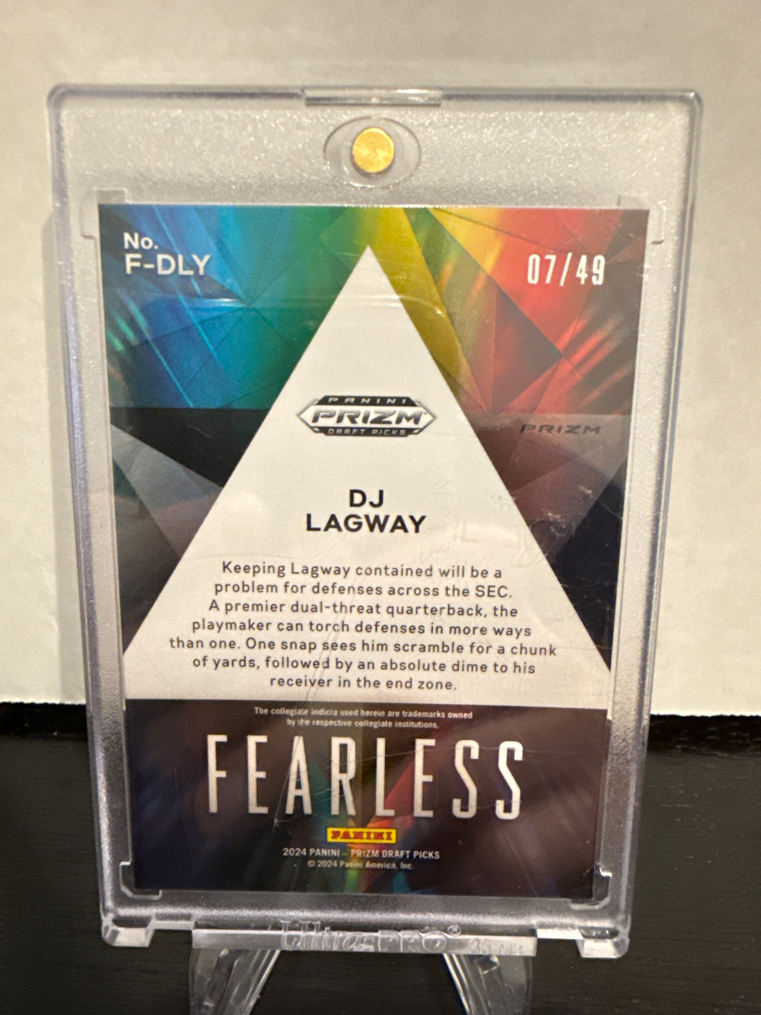 DJ Lagway 2024 Panini Prizm Fearless Rated Prospect Red Flash, 07/49