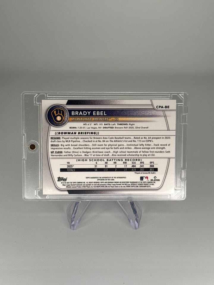 Brady Ebel 2025 Bowman Chrome 1st Auto