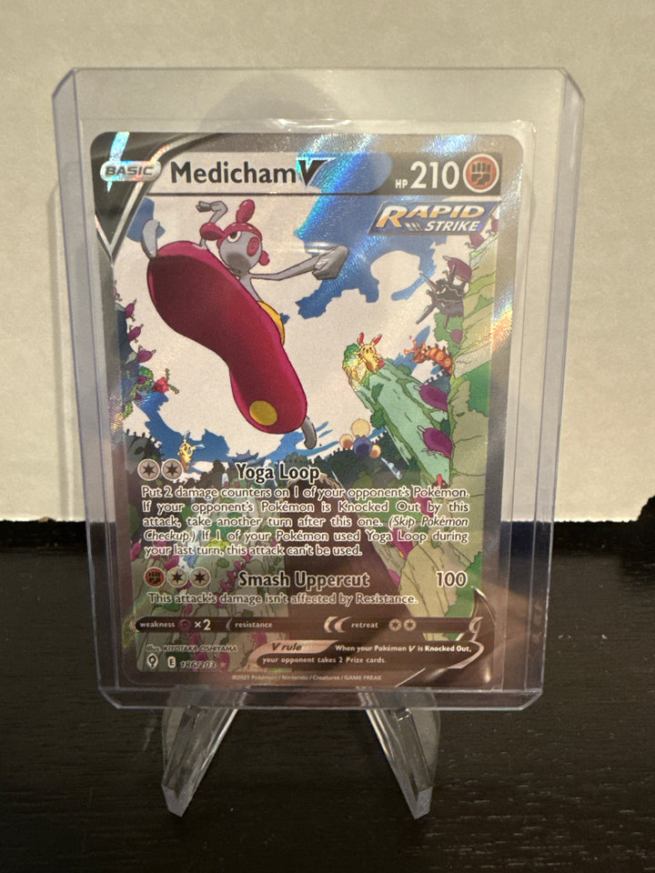 Pokemon TCG 2021 Medicham V Evolving Skies Alternate Art Full Art, 186/203