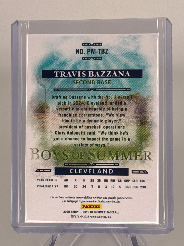 Travis Bazzana 2025 Panini Boys of Summer Patch Auto, 60/99