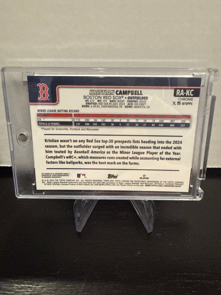 Kristian Campbell 2025 Topps Chrome Rookie Auto Blue Refractor, 113/150