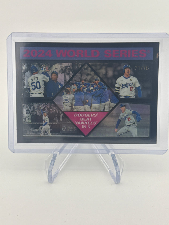 2025 Topps Heritage Chrome 2024 Dodgers World Series Black Refractor, 21/76