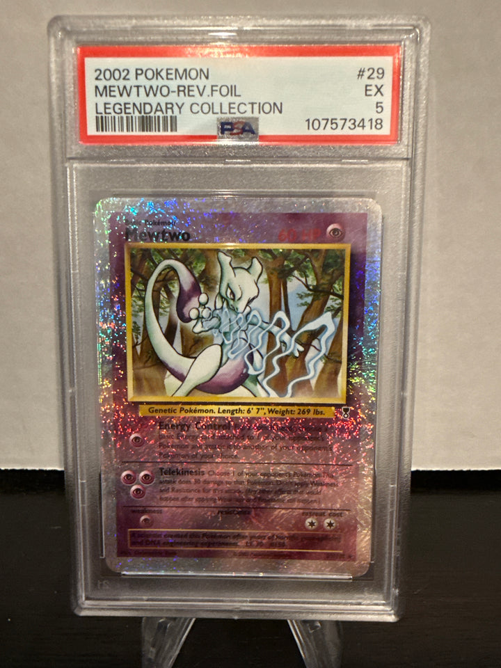 Pokemon TCG 2002 Mewtwo Reverse Foil Legendary Collection, 29/110, PSA 5