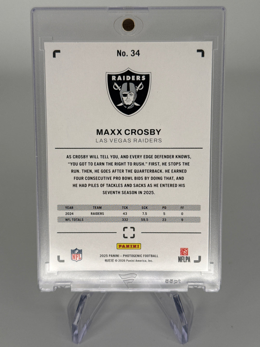 Maxx Crosby 2025 Panini Photogenic Gold, 07/10